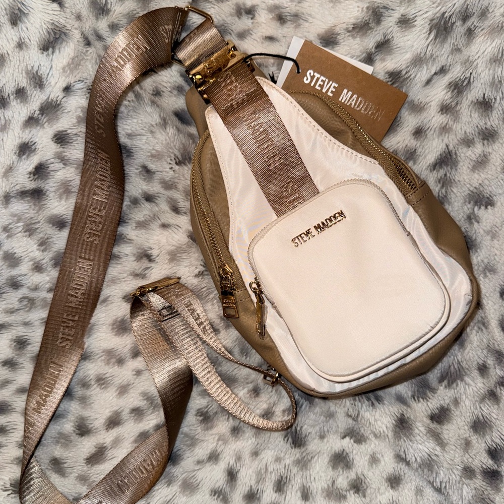 NWOT- Steve Madden Two-Tone Beige & Cream Crossbody Sling Bag